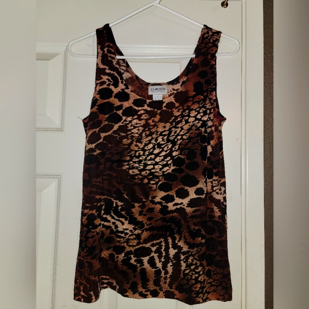 CHICOS travelers animal print tank top..